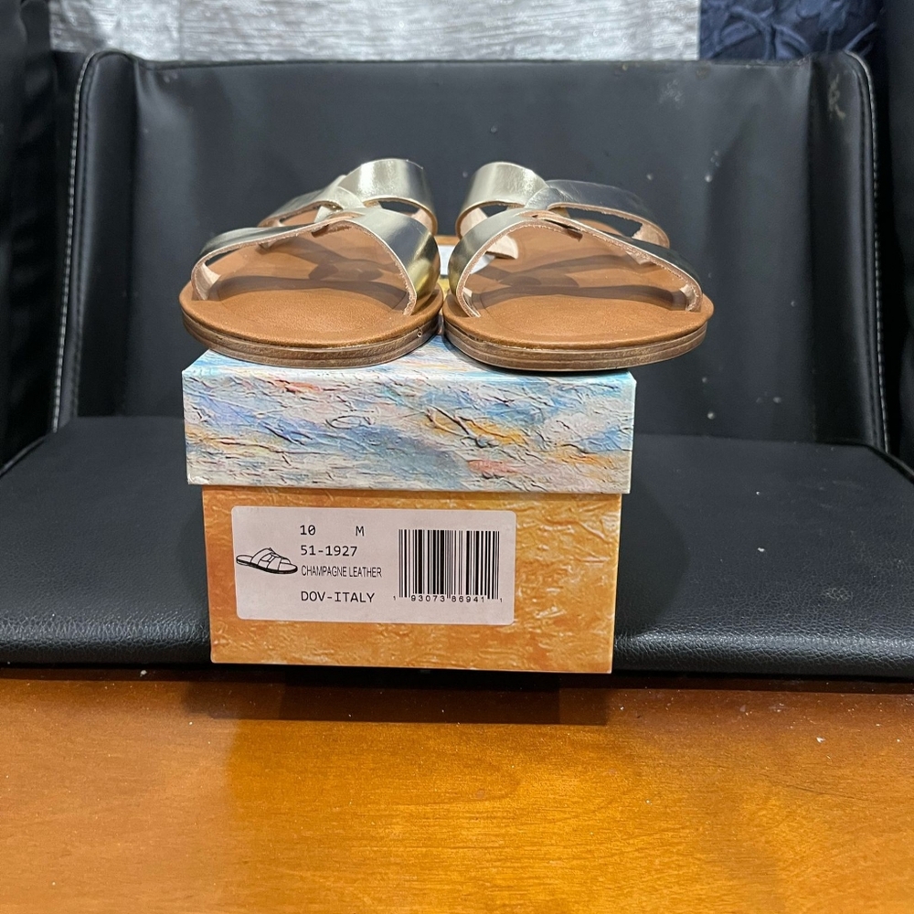 Women's Gold Leather Sandals